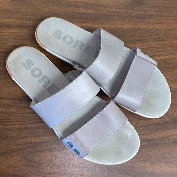 SOREL slide sandals leather double strap size 9 - Picture 1 of 7